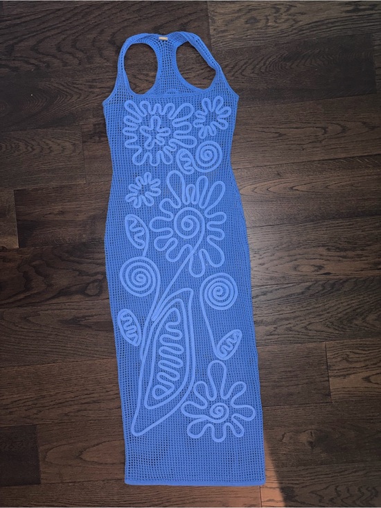 cult gaia Dresses & Skirts - Cult Gaia Nissa Dress, Blue Crochet Floral Maxi Dress - Women's Racerback